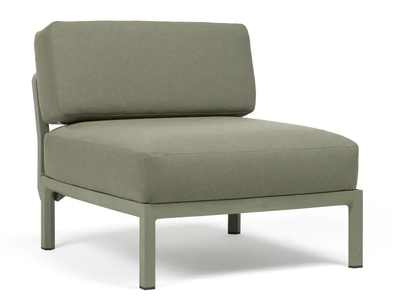 Sillón Maximo sin apoya brazos de Nardi color Cactus con almohadones Timo