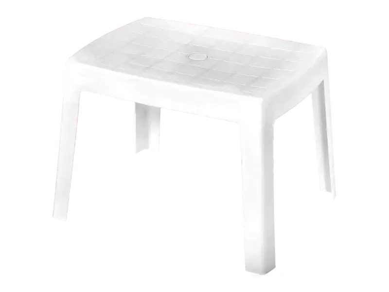 Mesa de resina rectangular baja de 60x47x41 cm.